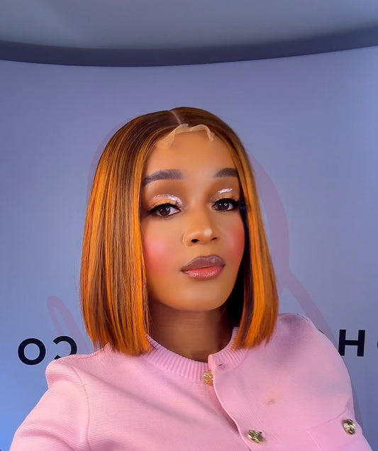 ✨ Auburn Money Piece Highlight Bob