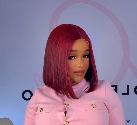 10 Inch Destiny Glam 2x6 Closure Burgundy/ Natural Black / Brown Tip