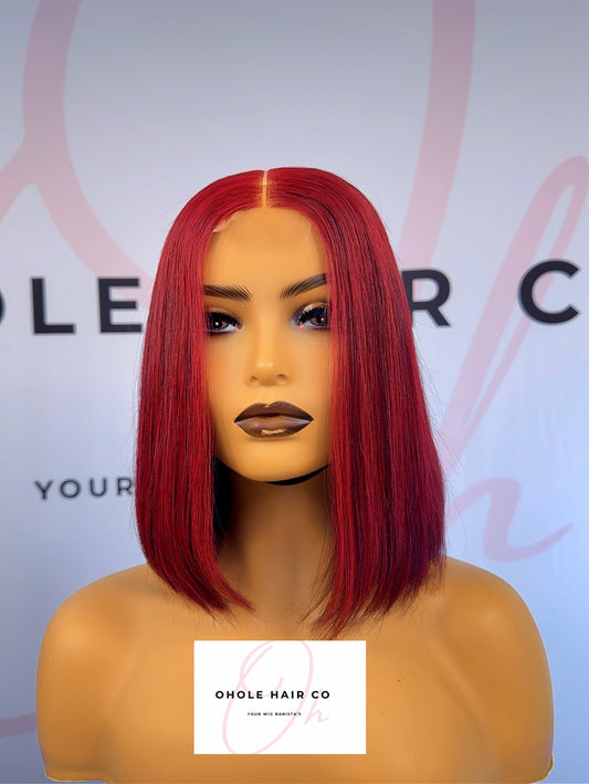 10 Inch Destiny Glam 2x6 Closure Burgundy/ Natural Black / Brown Tip