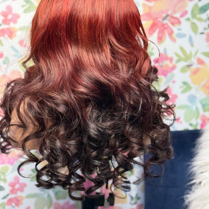Fiery Auburn Ombre Curl Wig