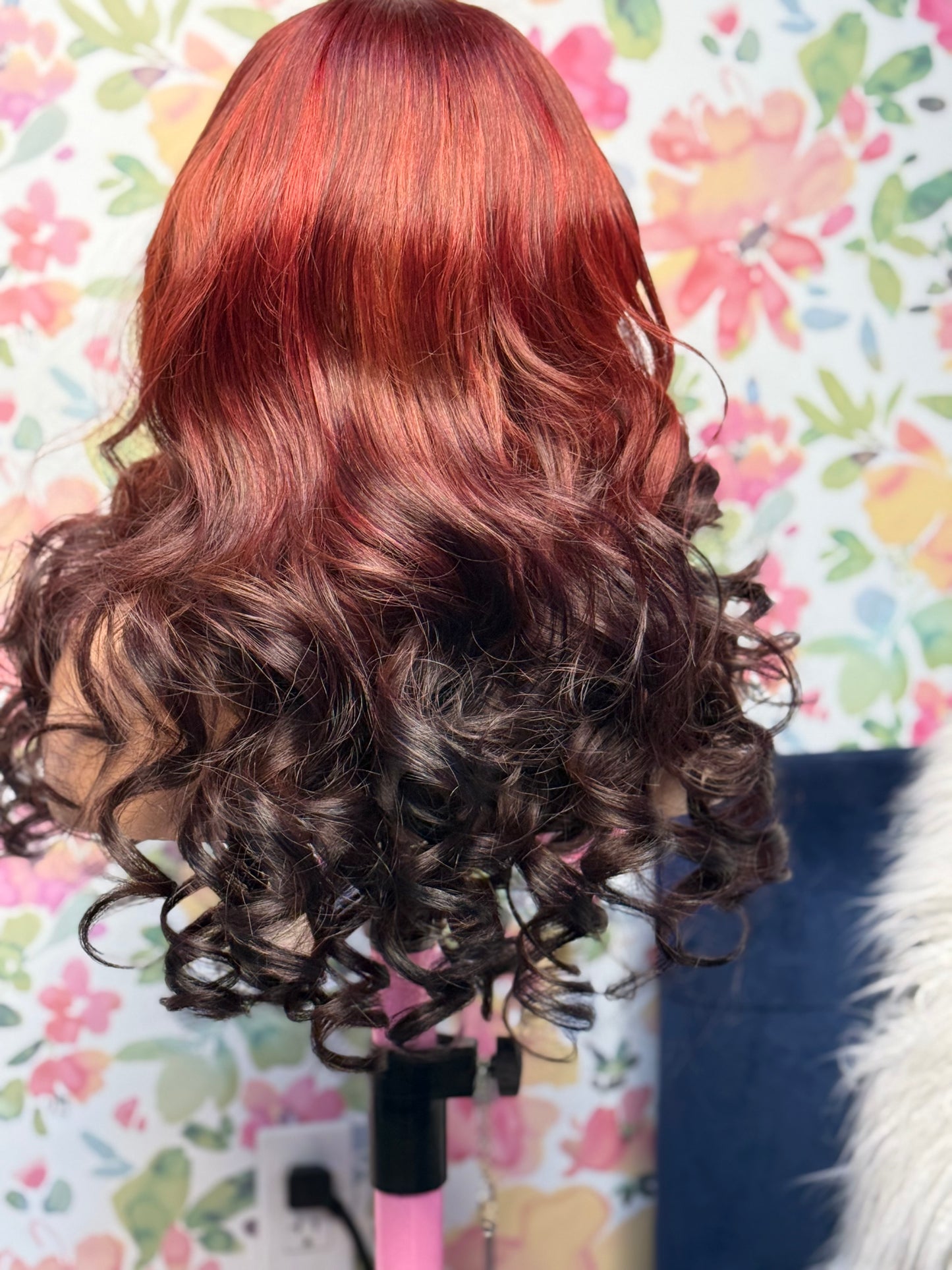 Fiery Auburn Ombre Curl Wig 28 inch