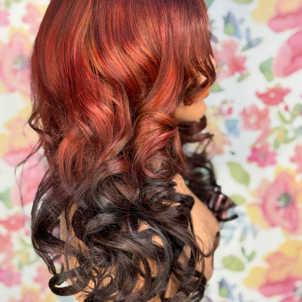 Fiery Auburn Ombre Curl Wig