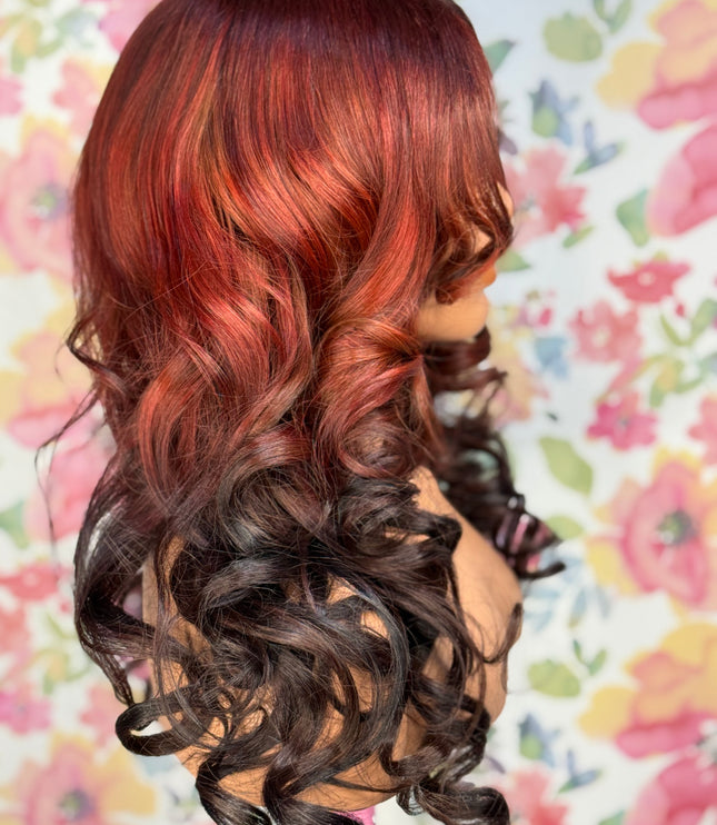 Fiery Auburn Ombre Curl Wig