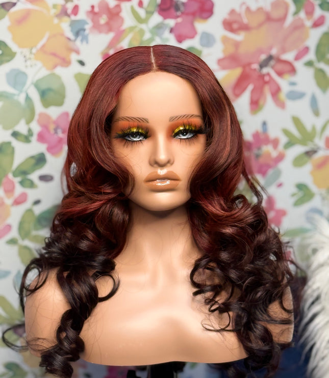 Fiery Auburn Ombre Curl Wig