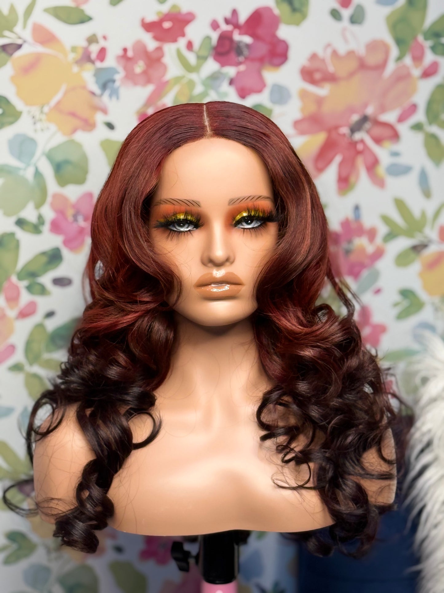 Fiery Auburn Ombre Curl Wig 28 inch