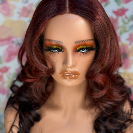Fiery Auburn Ombre Curl Wig