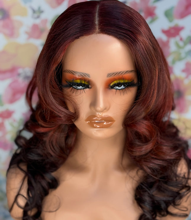 Fiery Auburn Ombre Curl Wig