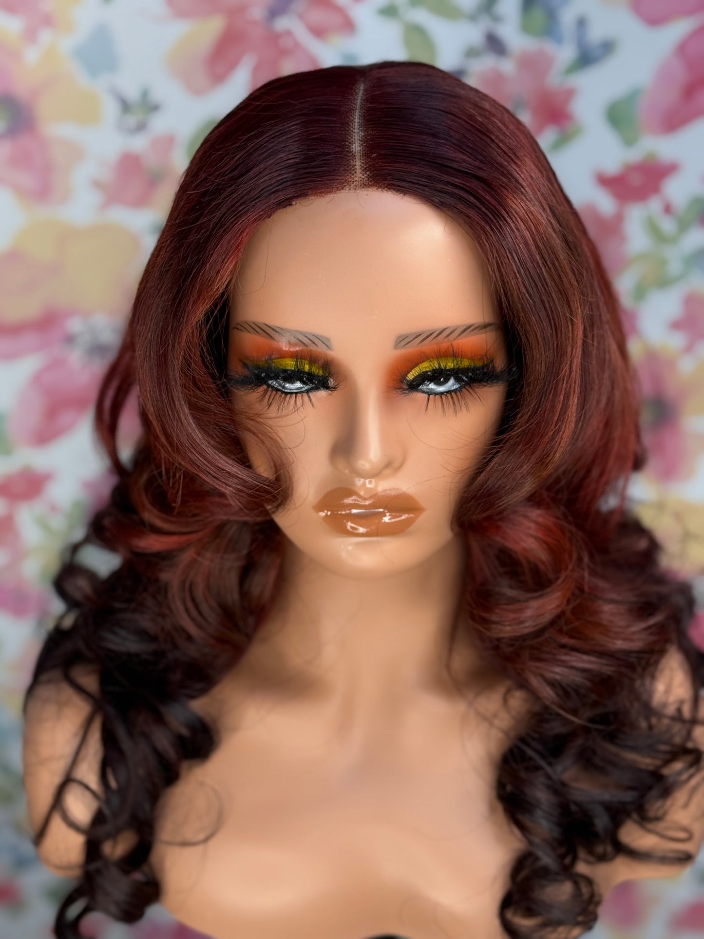Fiery Auburn Ombre Curl Wig 28 inch