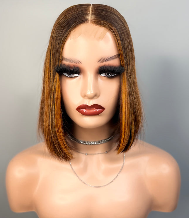 ✨ Auburn Money Piece Highlight Bob