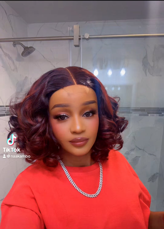 Bouncy Curl Bob Wig 10 Inch’s Burgundy