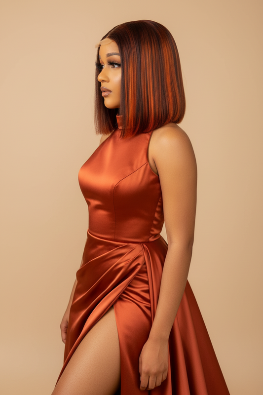 Piano Orange 8 inch Bob Wig 2x6 HD Lace