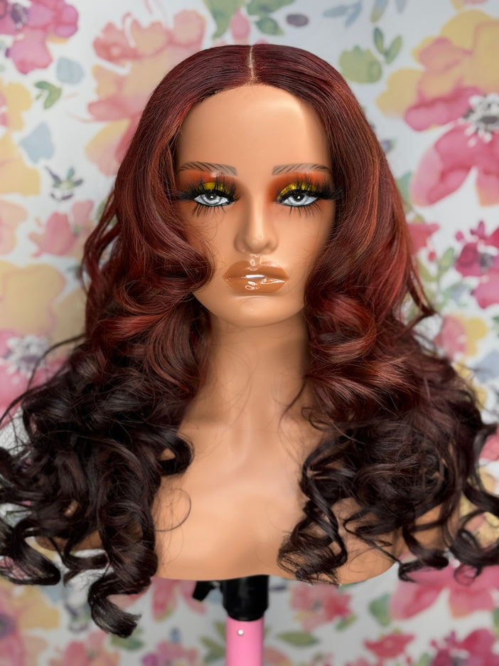 Fiery Auburn Ombre Curl Wig