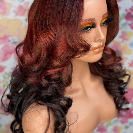 Fiery Auburn Ombre Curl Wig
