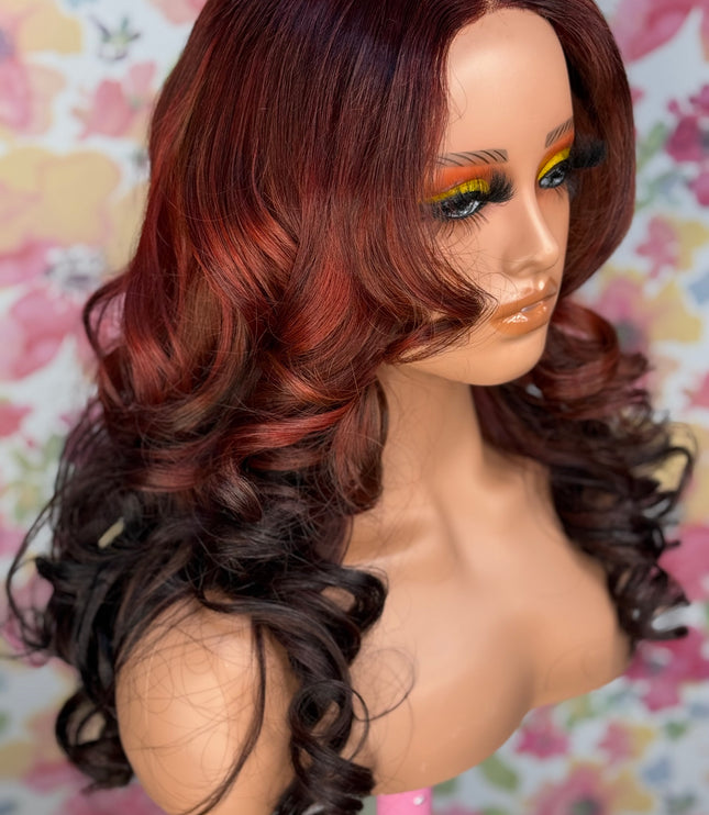 Fiery Auburn Ombre Curl Wig