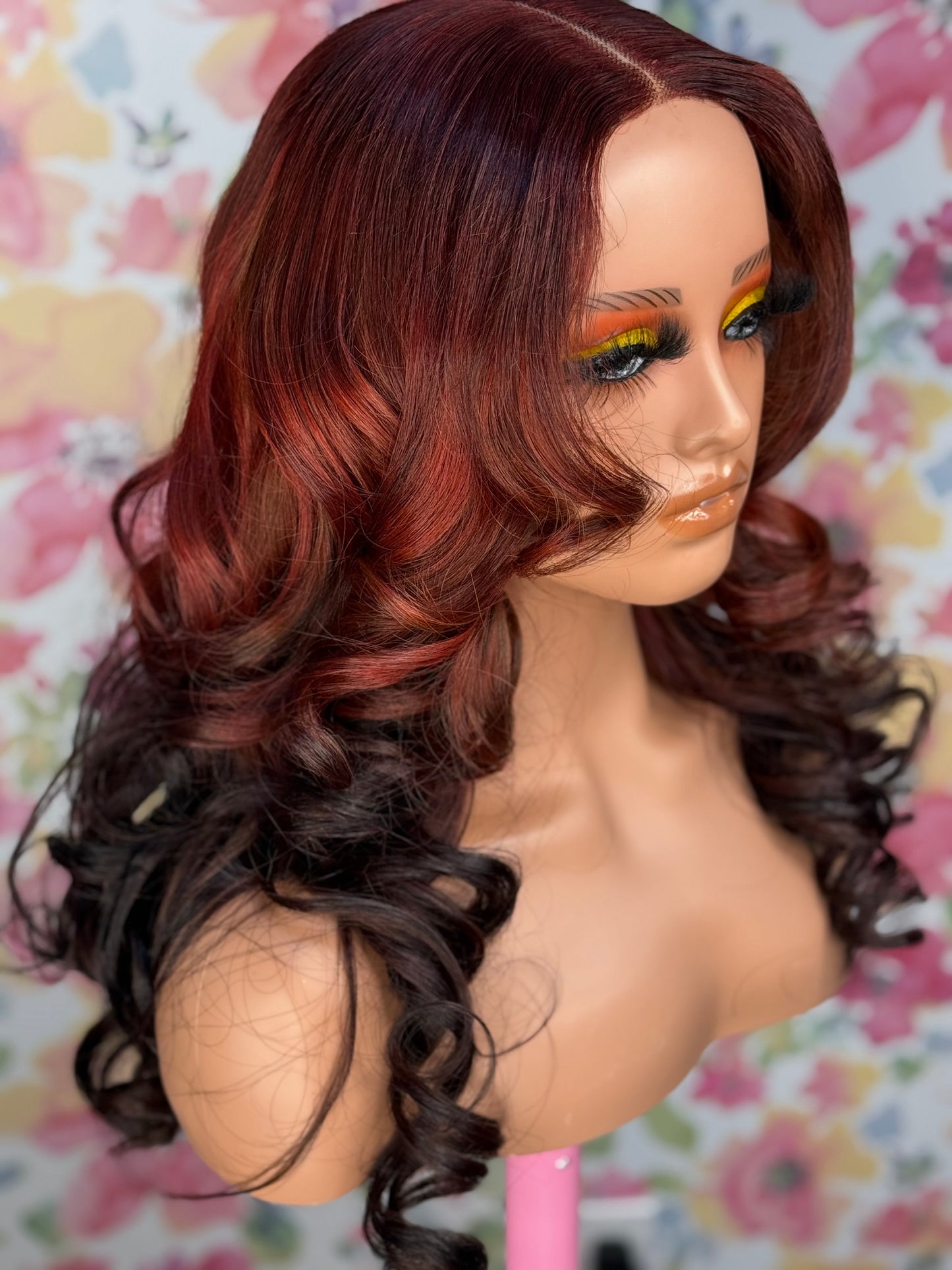 Fiery Auburn Ombre Curl Wig 28 inch
