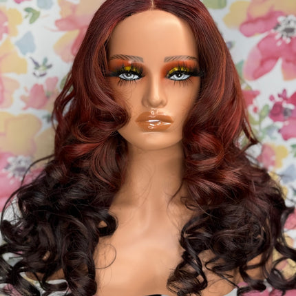 Fiery Auburn Ombre Curl Wig
