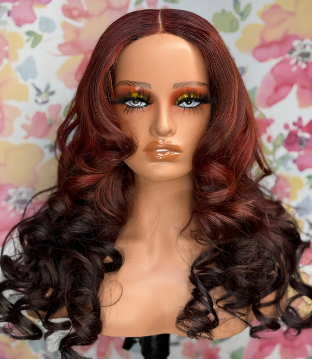 Fiery Auburn Ombre Curl Wig