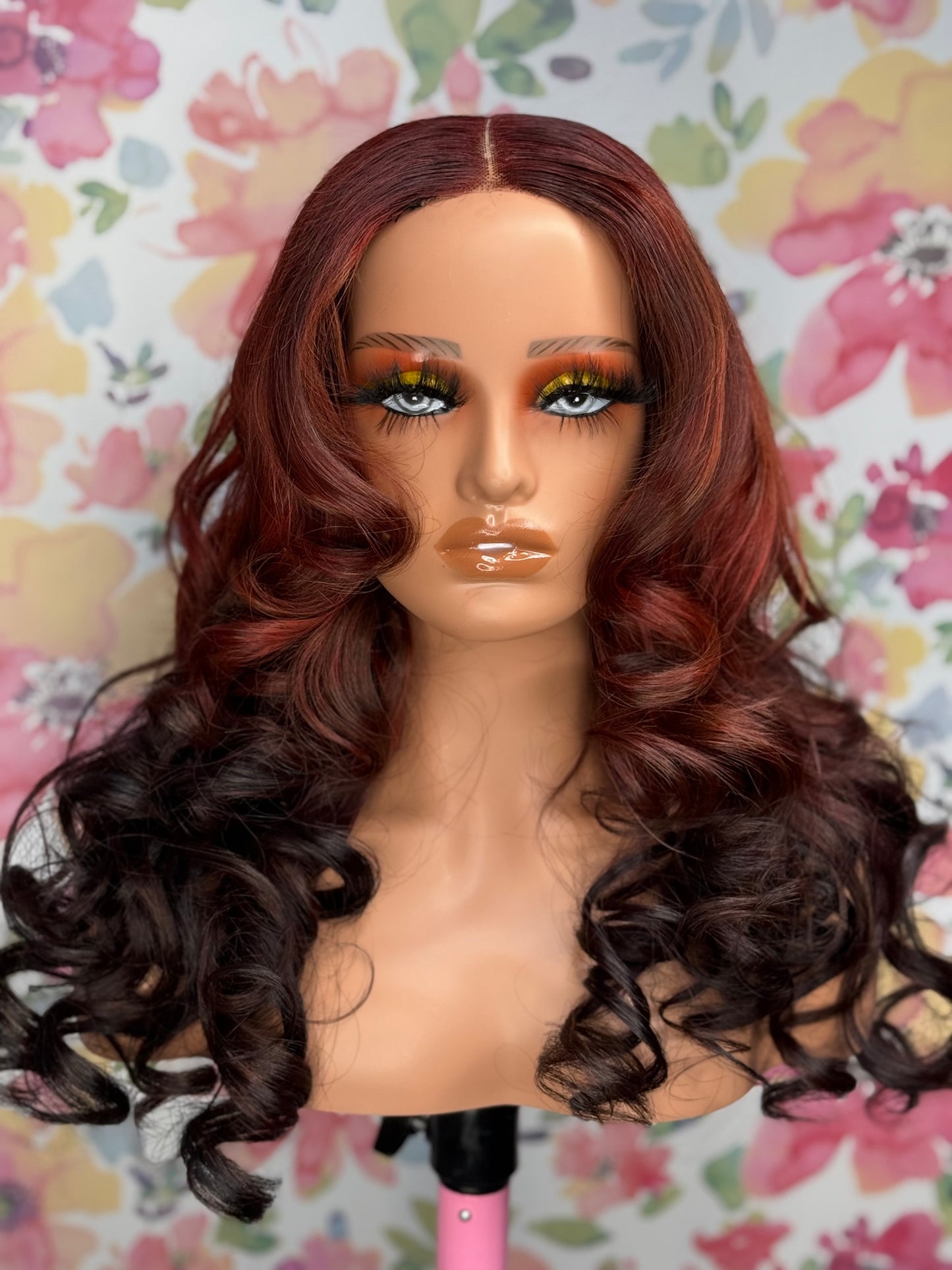 Fiery Auburn Ombre Curl Wig 28 inch