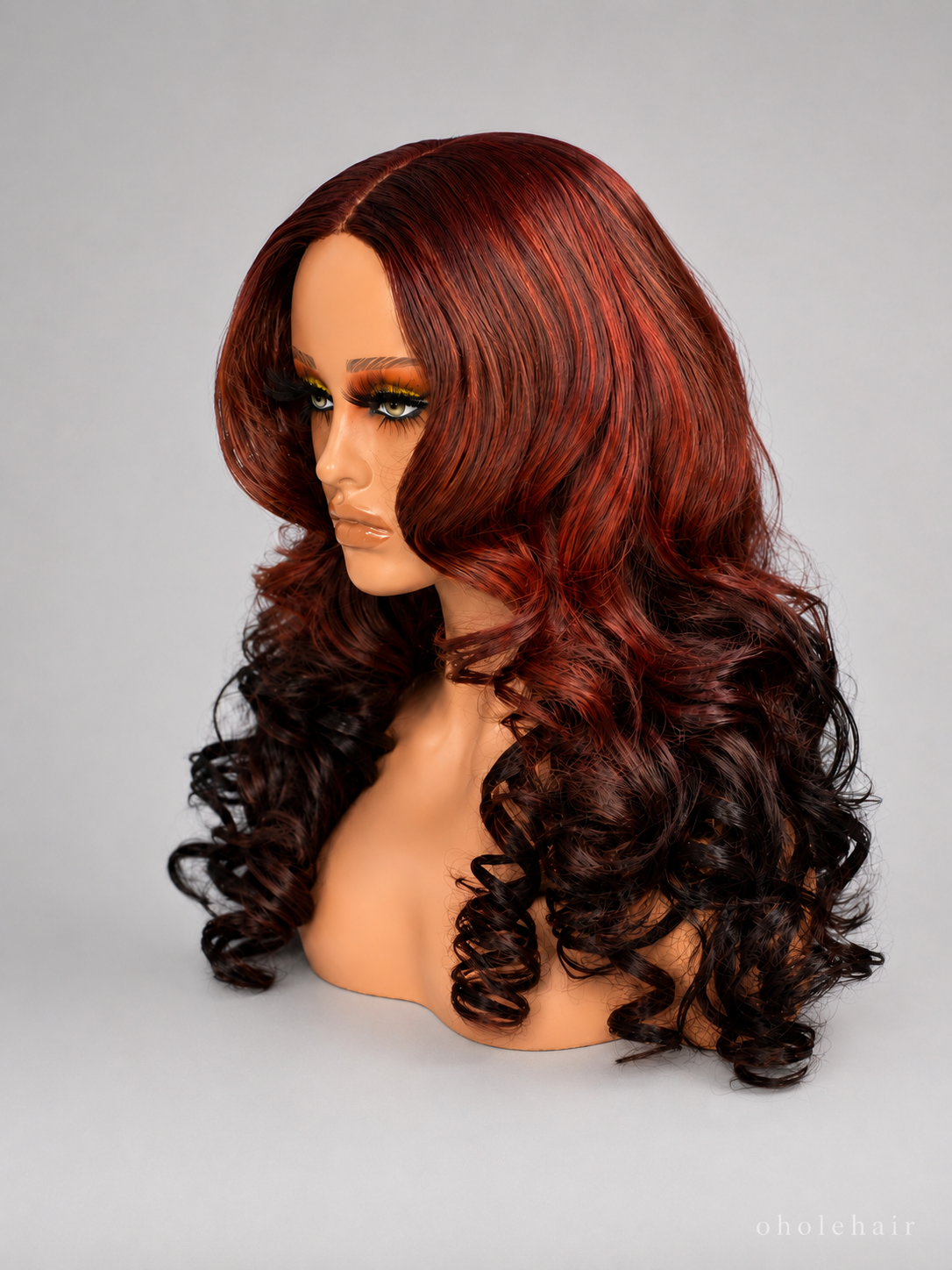 Fiery Auburn Ombre Curl Wig 28 inch